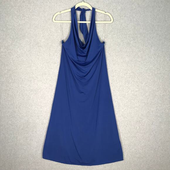 Sincerely Jules Dress Womens XL Blue Halter Cowl Tie Cover Up Resort Silky Beach - Picture 1 of 9